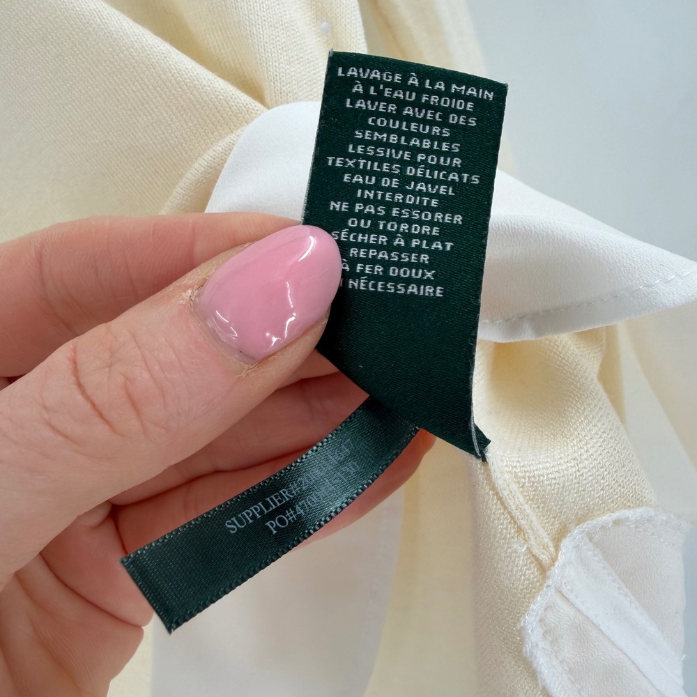 Lauren Ralph Lauren Sweater Women PS Cream Silk Blend Layered Preppy Minimalist - Picture 6 of 9